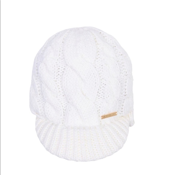 NWT Michael Kors Access Cream Cable Knit Cap Hat Beanie - Picture 2 of 6